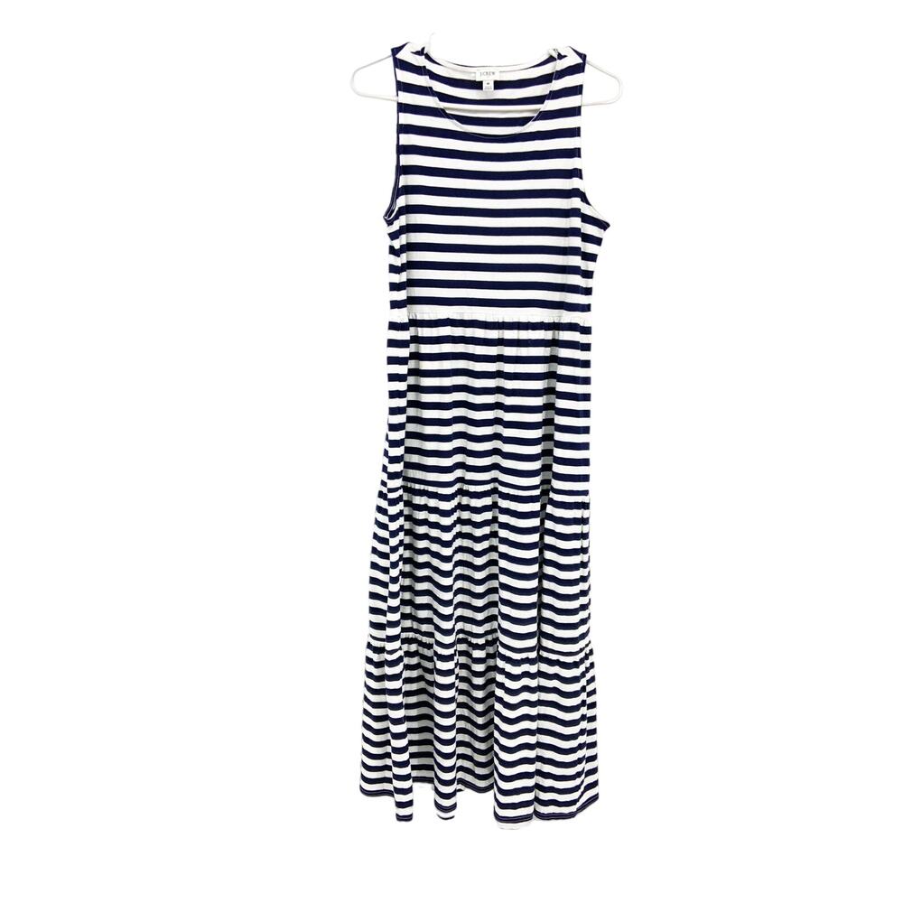 J. Crew Black White Striped Sleeveless Maxi Dress Size M - Picture 2 of 8
